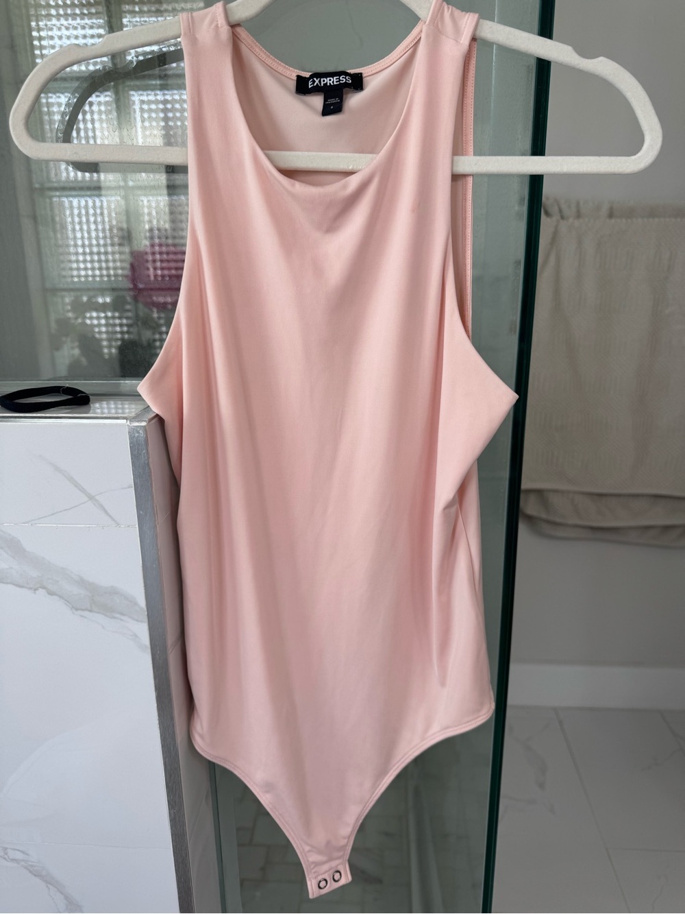 Express Women's Light Pink Sleeveless Bodysuit